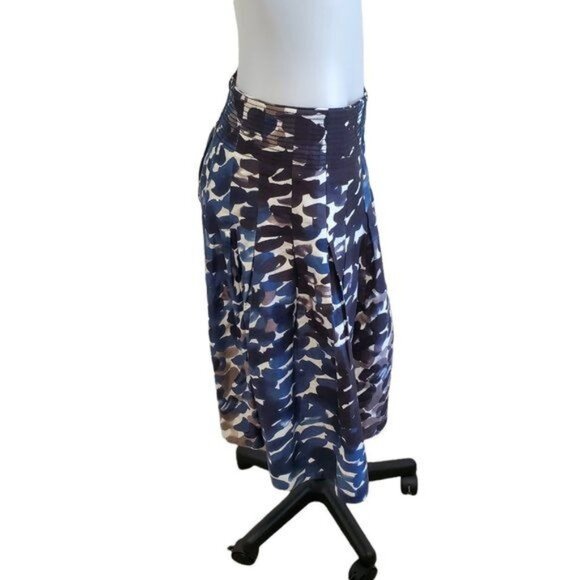 Anthropologie Maeve A-Line Pleated Midi Skirt Multicolor Watercolor Pockets Sz 4 - Picture 2 of 11